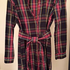 J. Crew Plaid Maxi Dress - Red, Yellow, Blue